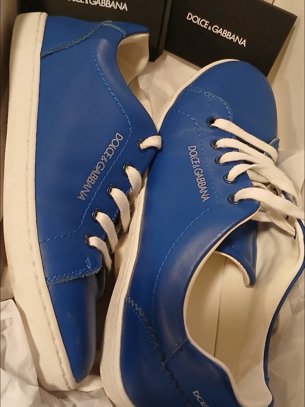 Dolce & Gabbana Kids Blue Leather Sneakers Size 13 Little Boy EUR 31 - Italy Box